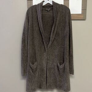 Barefoot Dreams Bamboo Chic Lite Heather Gray Open Cardigan with Pockets- Large